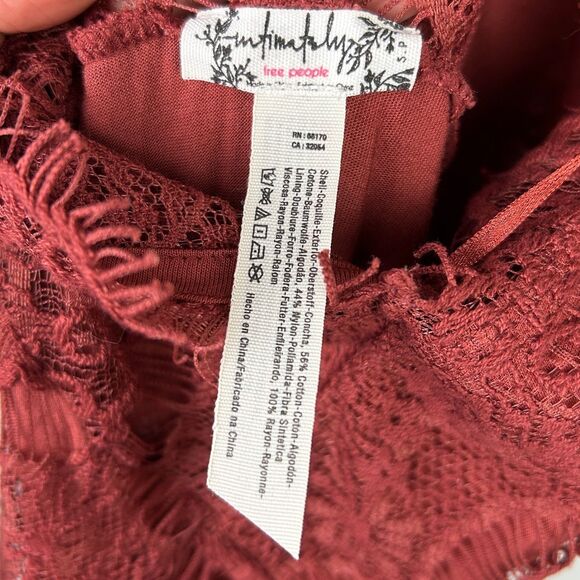 Free People She's Got It Lace Sleeveless Mini Slip Dress Rust Red Button Back S - Picture 10 of 11